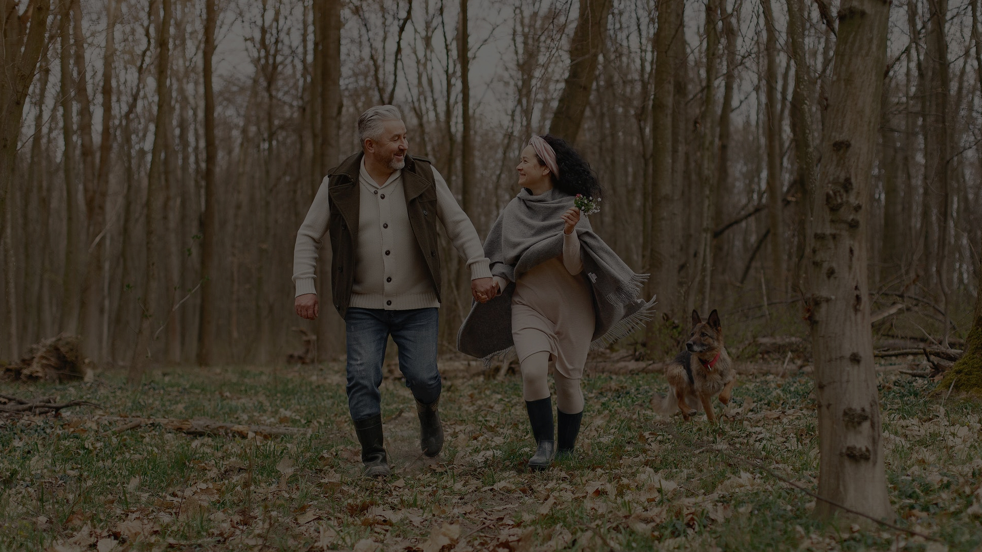 Elderly couple in the woods